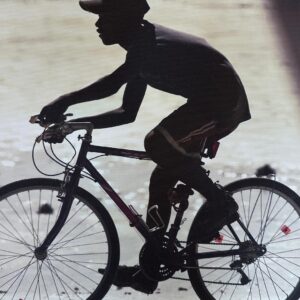Cyclist on sand - Madagascar